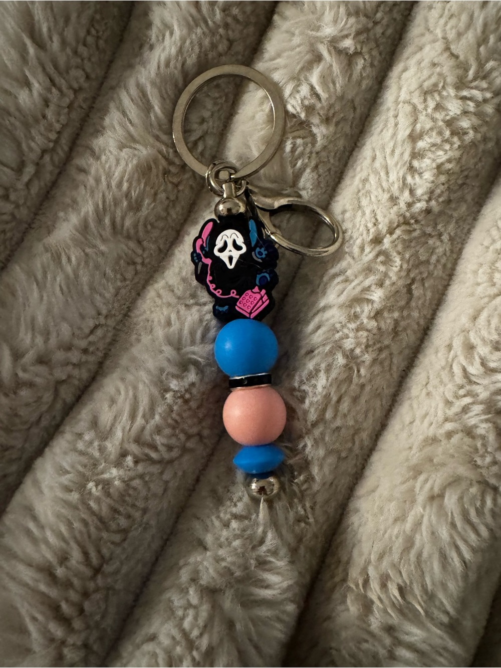Ghost Face Stitch Beaded Keychain
